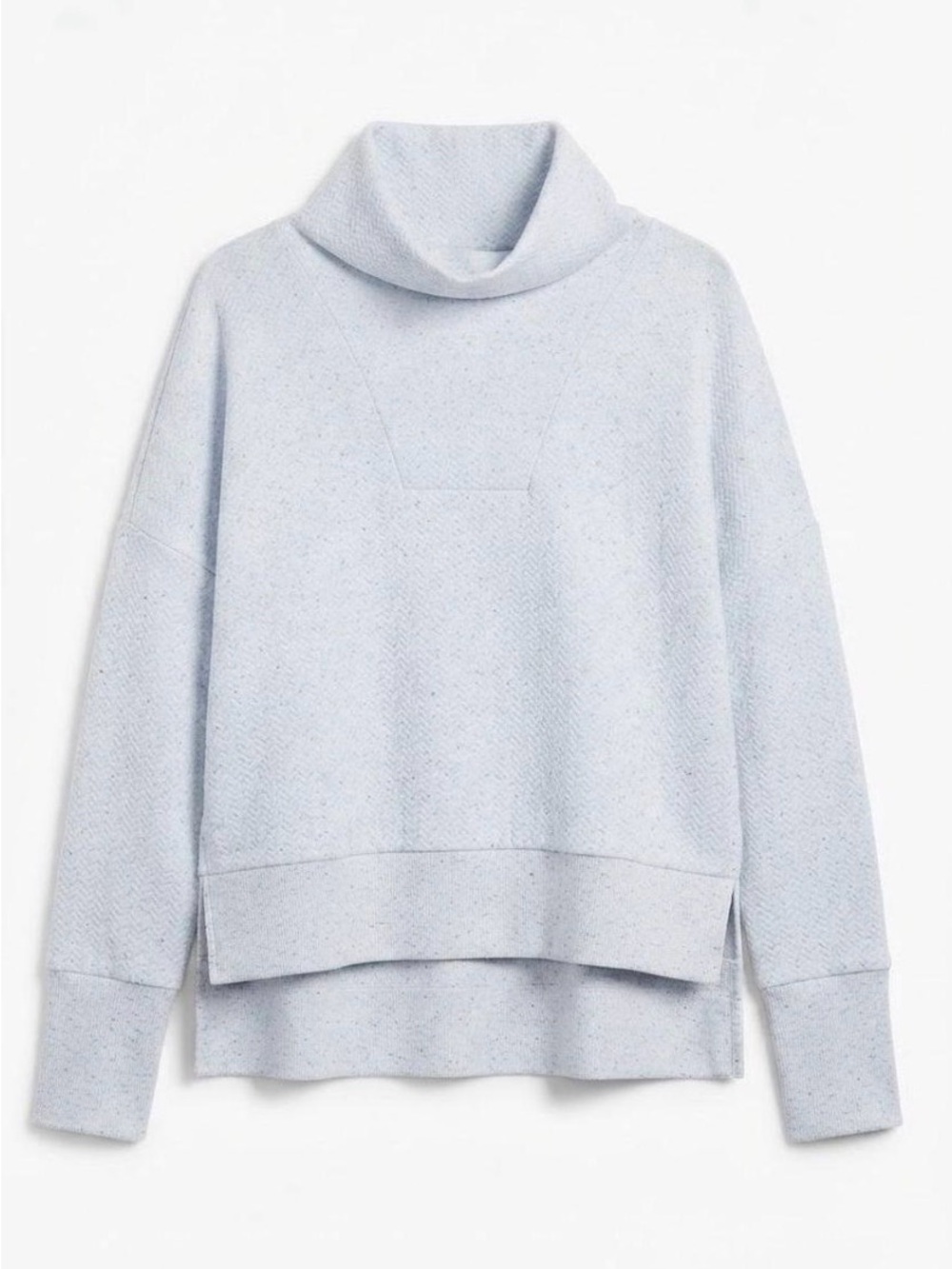 CALIA Elevate Herringbone Funnel Neck Pullover Light Blue XS